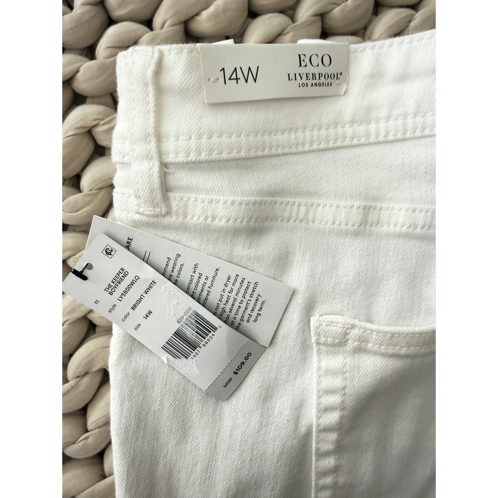 NWT Liverpool Los Angeles‎ Eco The Keeper Boyfriend Jeans Plus White Stretch 14W - Picture 7 of 15